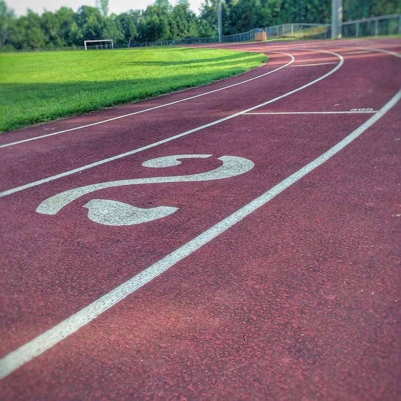 Track with a field in the middle