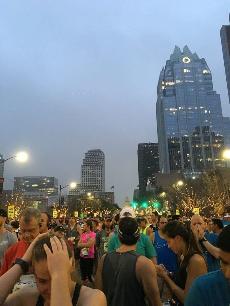 starting line of Austin Half Marathon
