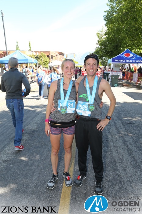 marathon runners with race medals after Ogden Marathon