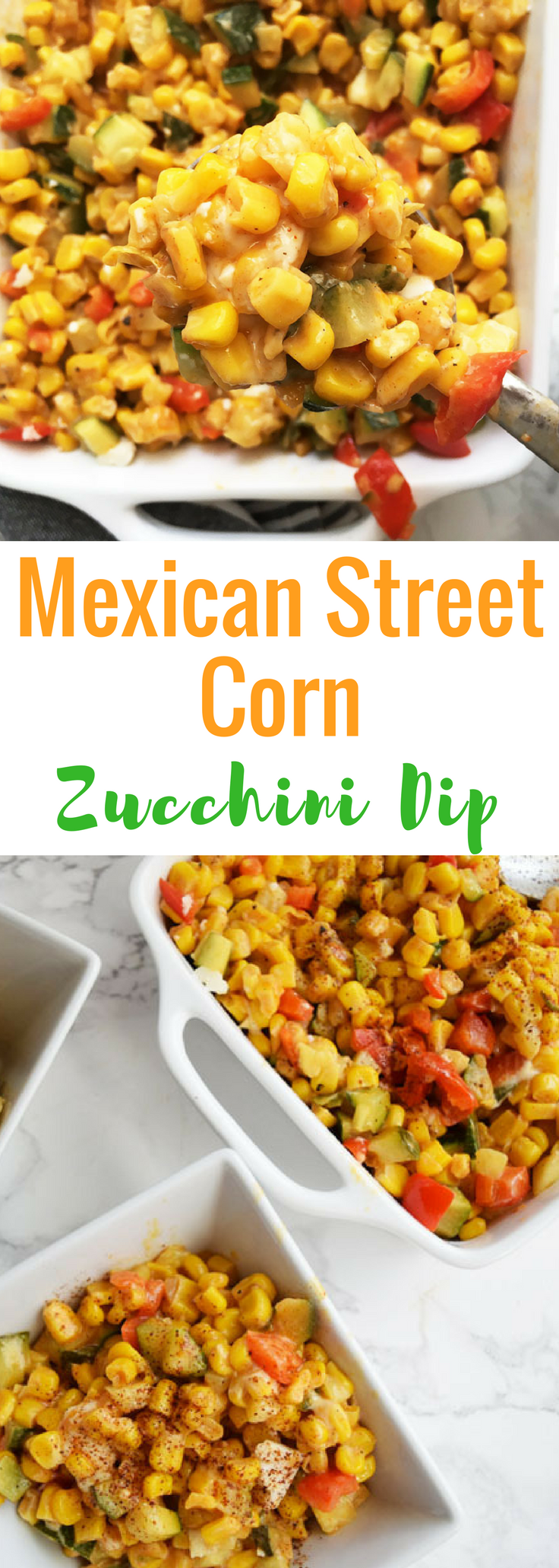 A delicious, cheesy and veggie filled Mexican Street Corn Dip with a little bit of a kick || Mexican Street Corn Zucchini Dip 