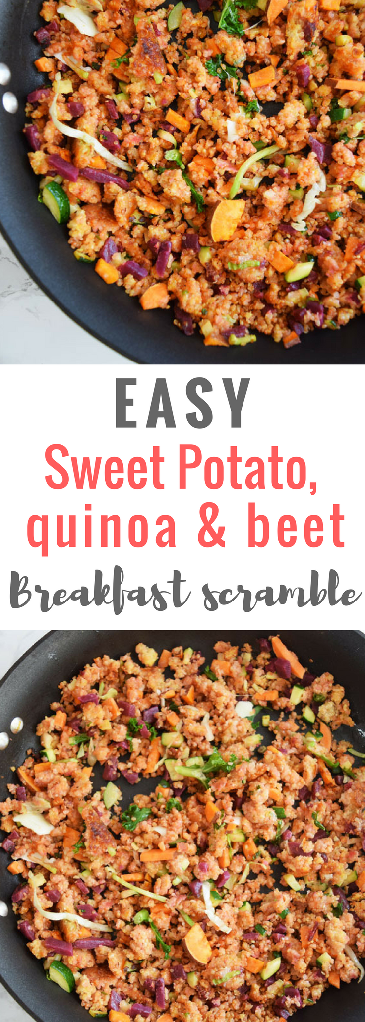 pinterest graphic for beet and quinoa scramble
