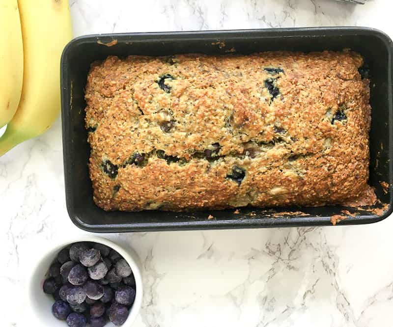 Banana Chia Seed Bread Fresh Out Of The Oven In A Baking Pan 