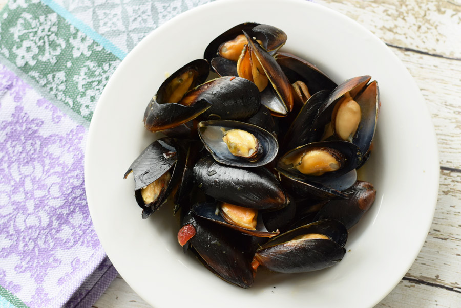 Pier 33 mussels on white plate