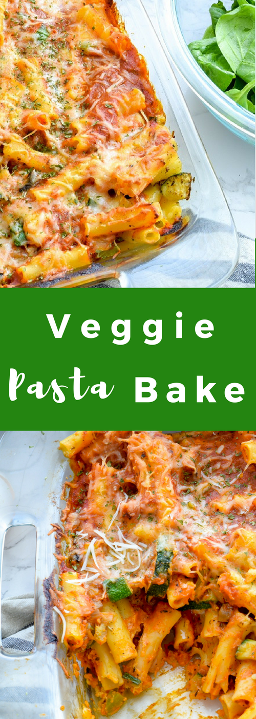 Veggie Pasta Bake closeup for Pinterest