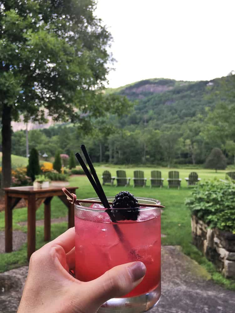 cocktail looking out at cashiers, NC