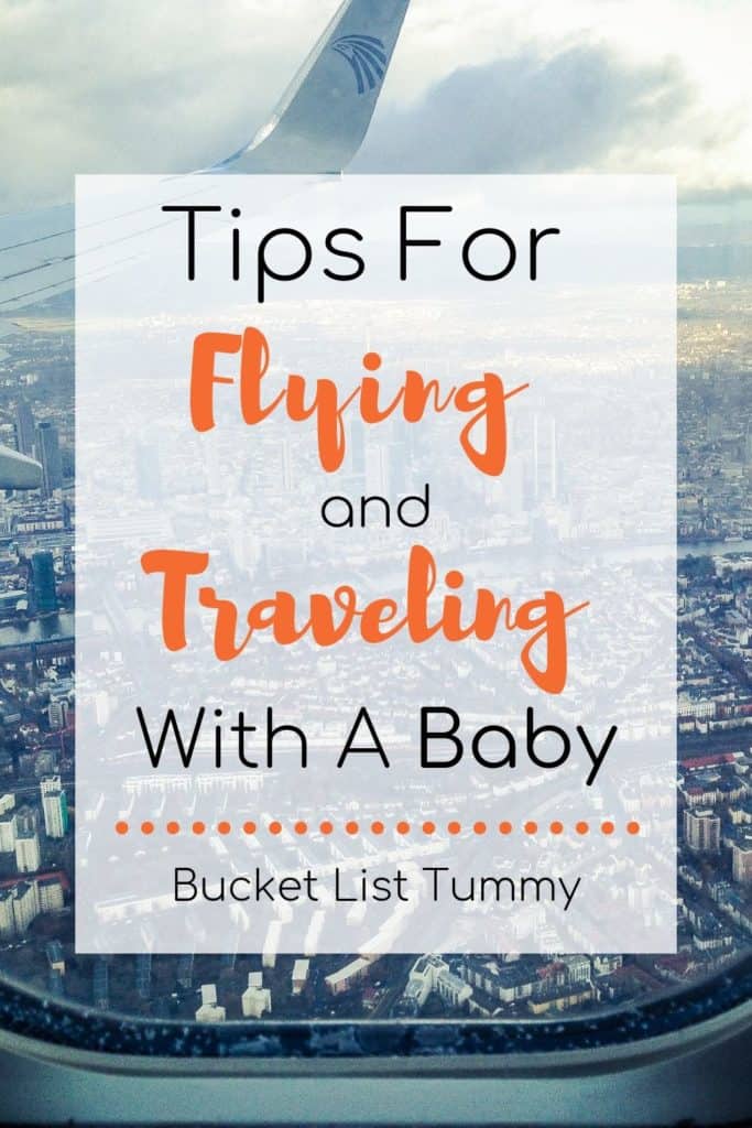 Text Overlay of city - tips for flying with a baby