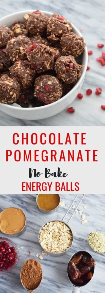 No Bake Chocolate Pomegranate Energy Balls