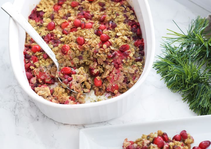oatmeal with pomegranate seeds and cranberries