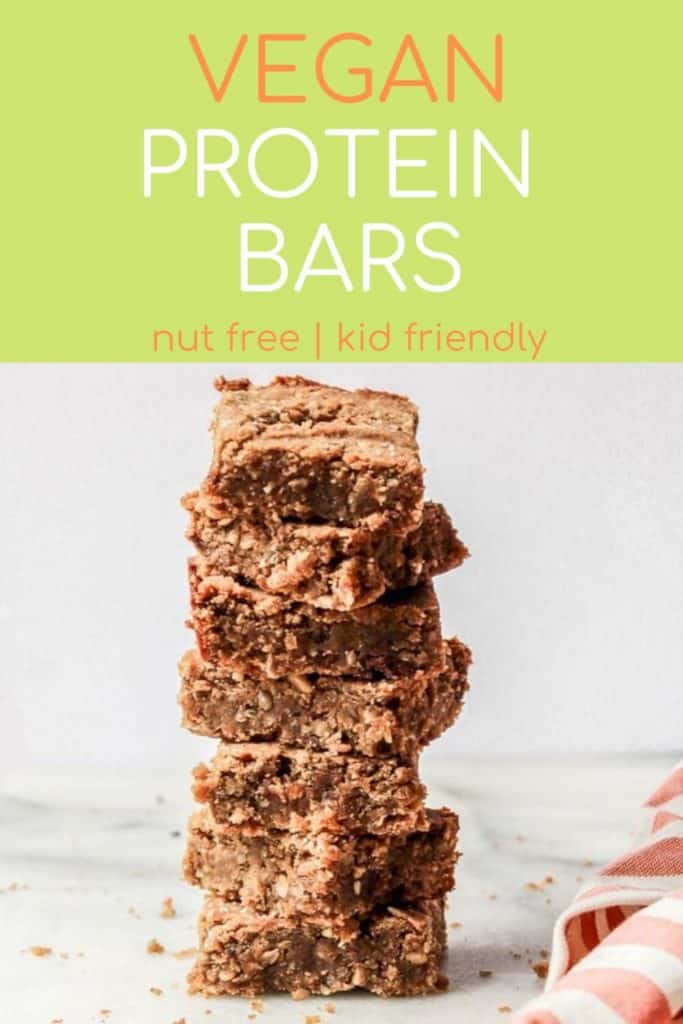Stack of vegan protein bars with text overlay for Pinterest | Bucket List Tummy