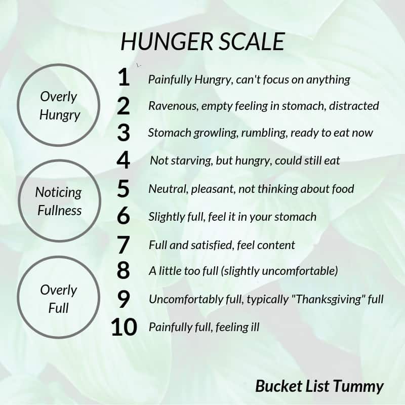 Hunger Scale graphic from 1-10