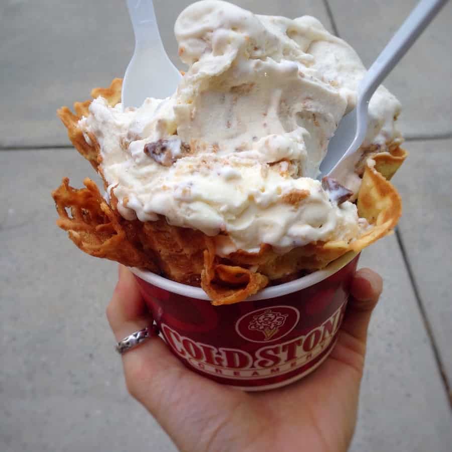 Coldstone ice cream in cone bowl 