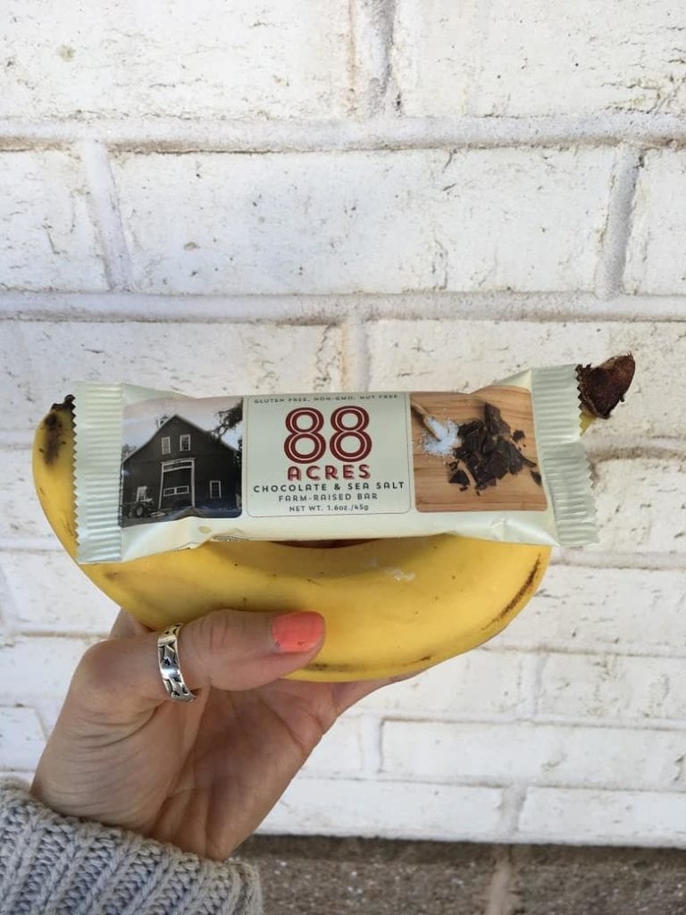 Banana and 88 Acres bar for a snack 