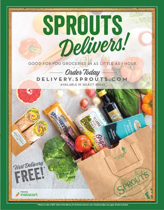 Sprouts delivery information with text overlay