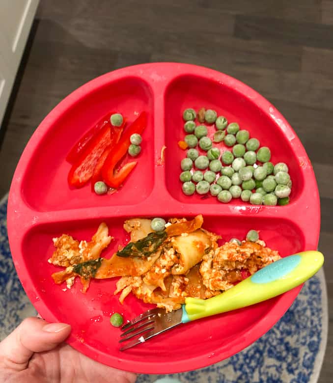 Toddler dinner plate in sectioned portions