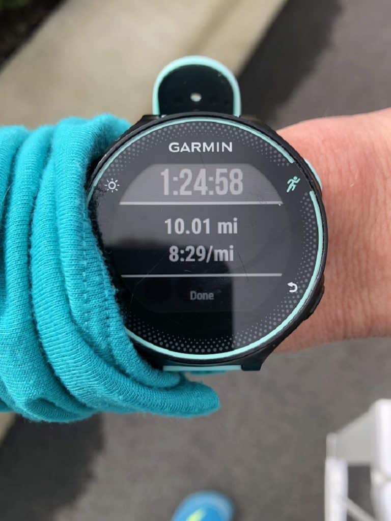 Garmin watch with 10 mile training run 