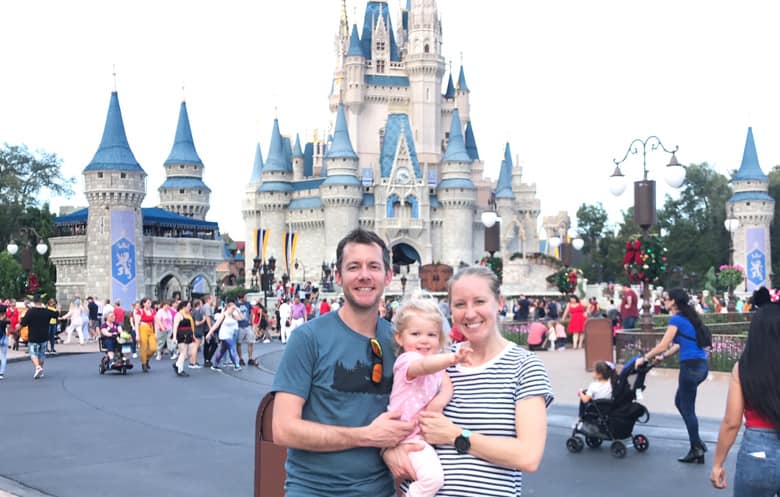 Family in front of Magic Kingdom