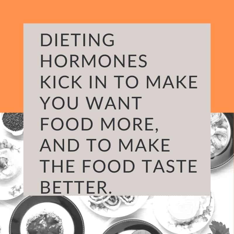 Social media graphic about dieting hormones making food taste better