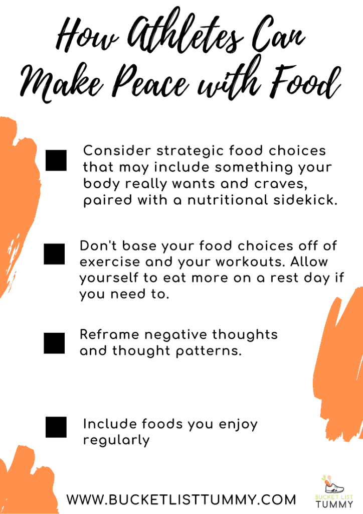 List of how athletes can make peace with food | www.bucketlisttummy.com