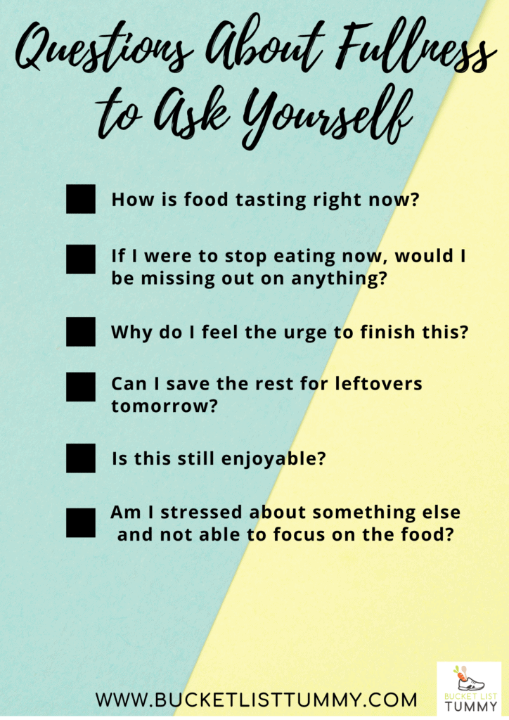 list of questions about feeling fullness