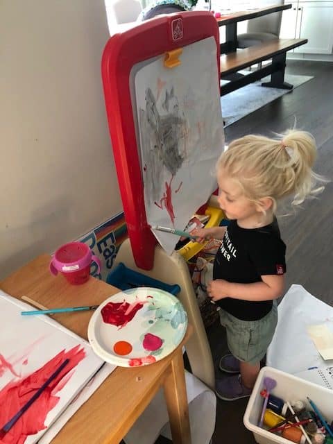 toddler painting and coloring