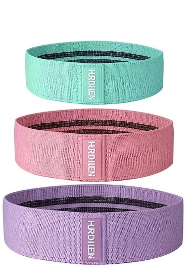 purple, pink and green resistant bands