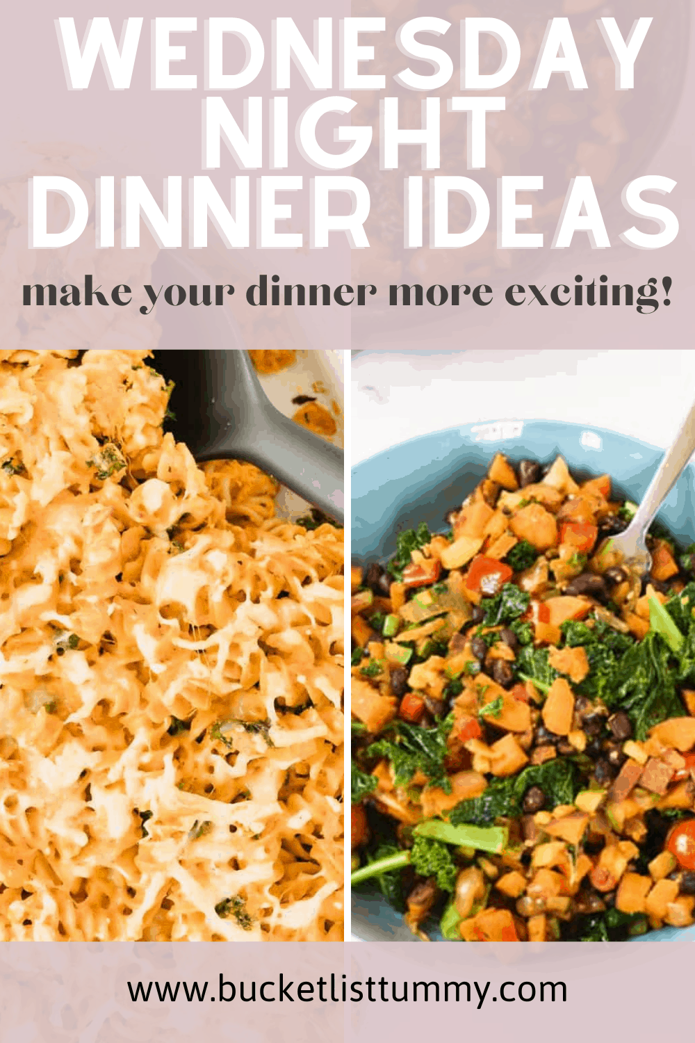 Pinterest graphic of 4 easy dinner ideas in graph for wednesday night dinners 